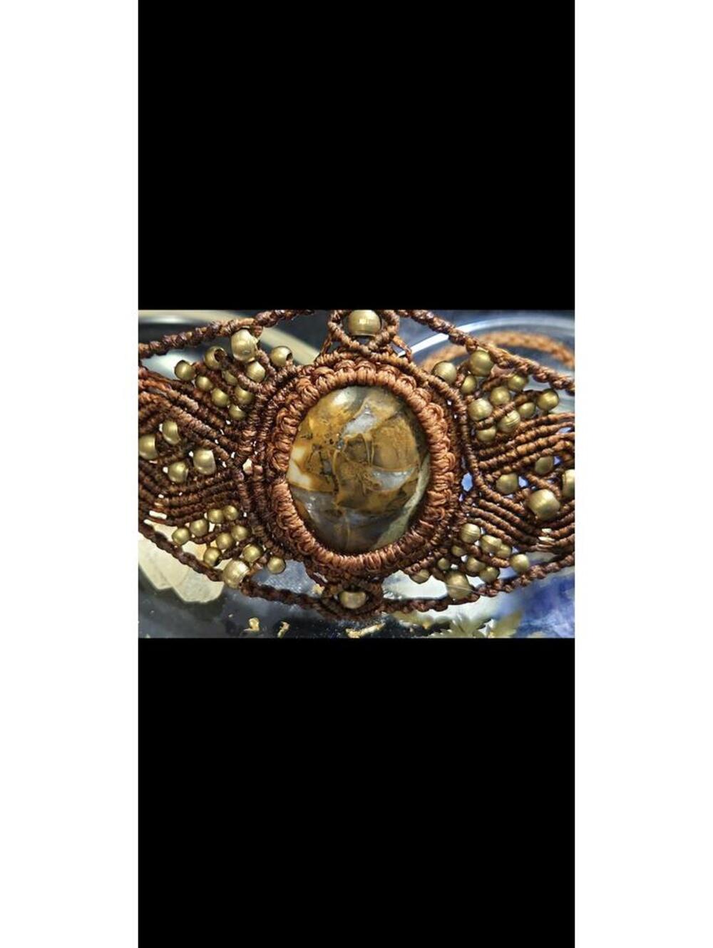 Handcrafted Macrame Bracelet with Beautiful, Natural Round/Oval Stone
